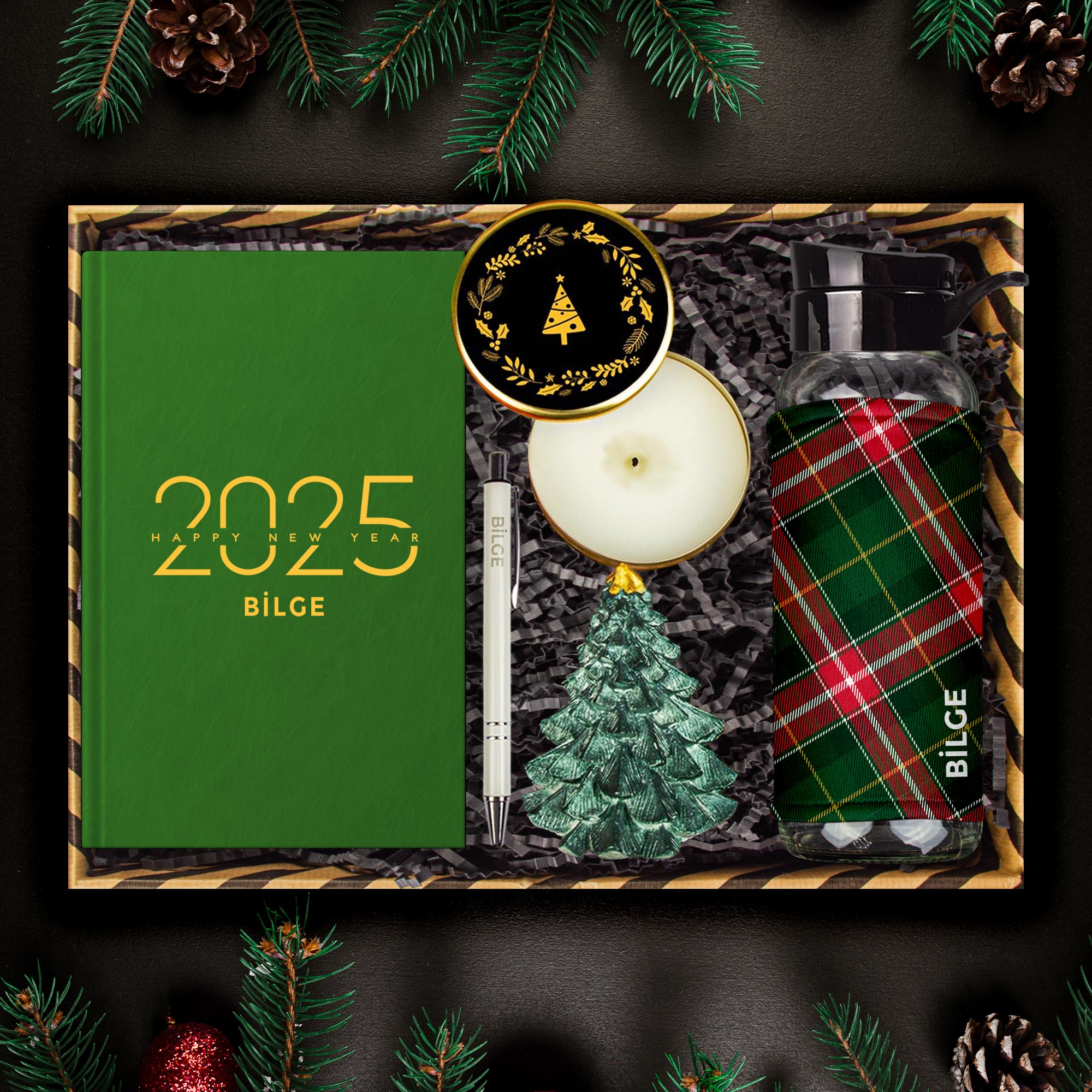 eJOYA Kişiye Özel Hoş Geldin 2025 & Ekose Tasarım Yeni Yıl Hediye Kutusu 112673