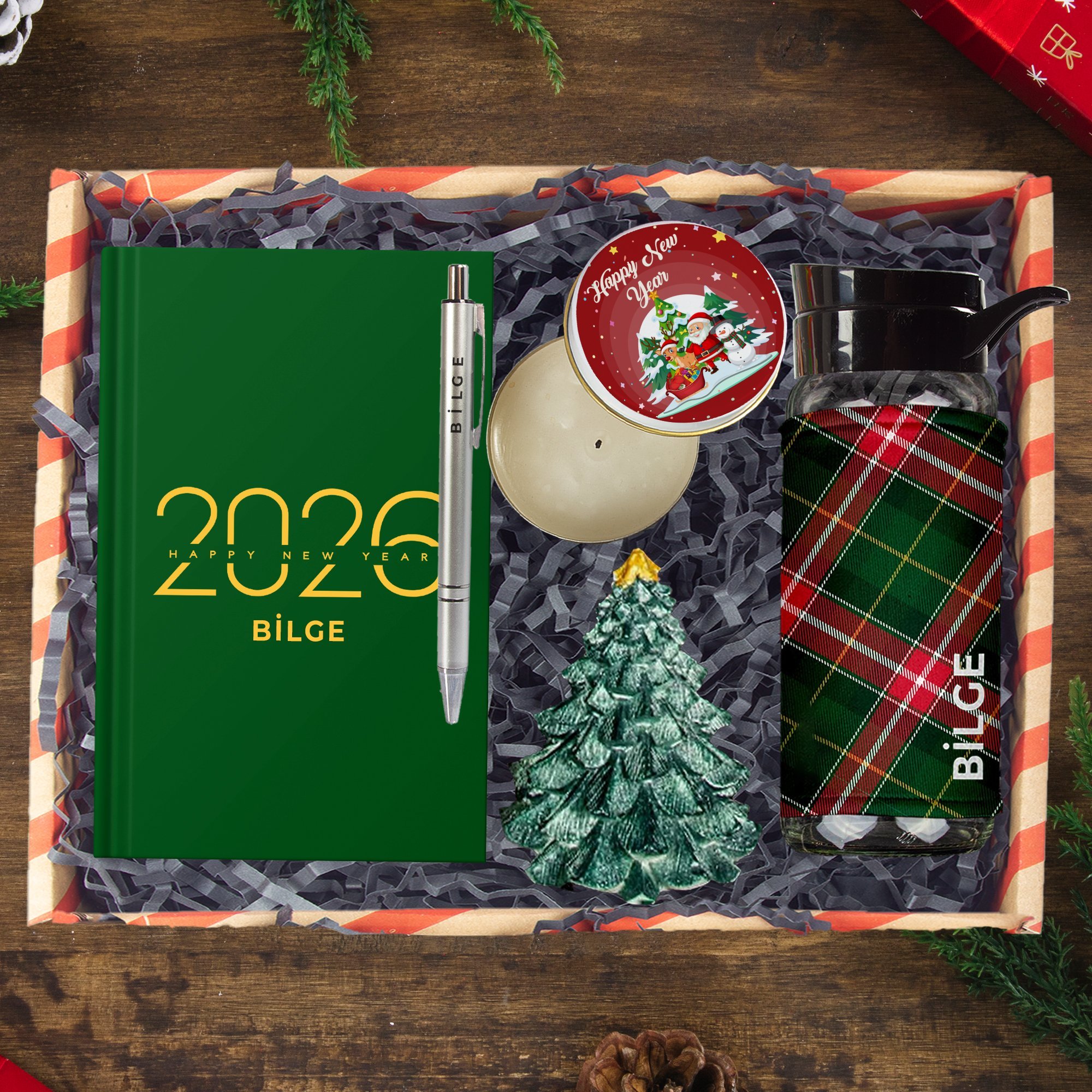 eJOYA Kişiye Özel Hoş Geldin 2026 & Ekose Tasarım Yeni Yıl Hediye Kutusu 112673