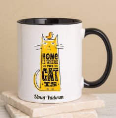eJOYA Kişiye Özel Siyah Kulplu Cat Kupa Bardak 80268