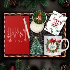 eJOYA Kişiye Özel Termo Deri Defter & Yılbaşı Ağacı Konsept Yeni Yıl Hediye Kutusu 112677