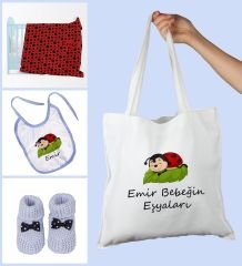 eJOYA Bebeklere Özel Çantasında Kişiye Özel Battaniye Önlük Ve Patik Bebek Hediye Seti 109879