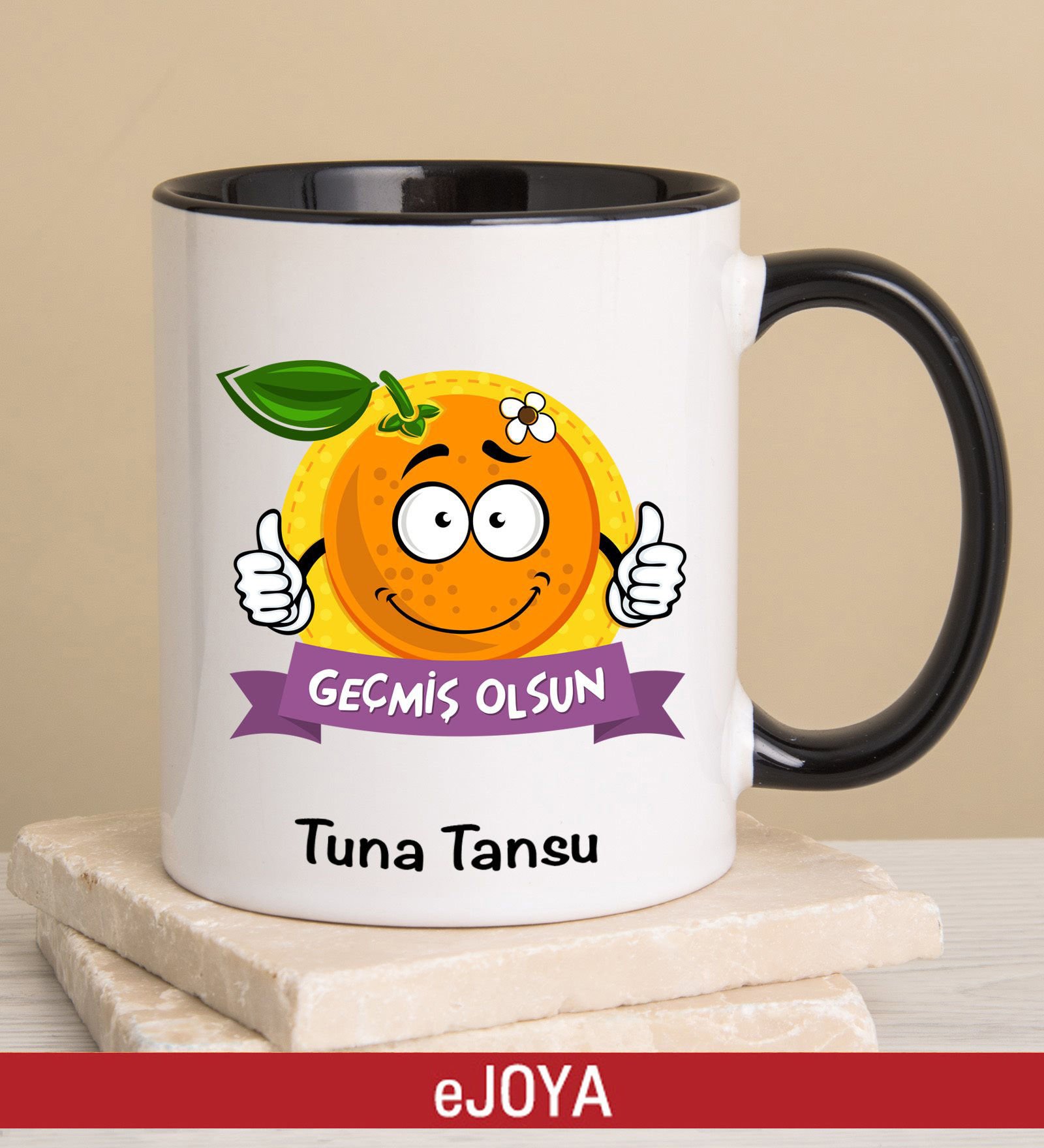 eJOYA Kişiye Özel Portakal Temalı Geçmiş Olsun Kupa Bardak 80282