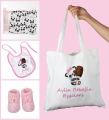 eJOYA Bebeklere Özel Çantasında Kişiye Özel Battaniye Önlük Ve Patik Bebek Hediye Seti 109883