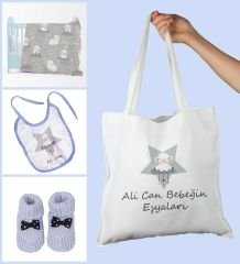 eJOYA Bebeklere Özel Çantasında Kişiye Özel Battaniye Önlük Ve Patik Bebek Hediye Seti 109888