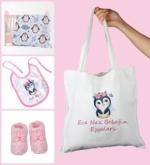 eJOYA Bebeklere Özel Çantasında Kişiye Özel Battaniye Önlük Ve Patik Bebek Hediye Seti 109890