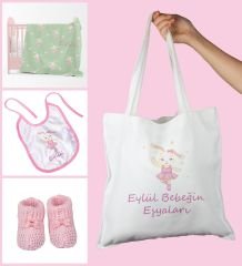 eJOYA Bebeklere Özel Çantasında Kişiye Özel Battaniye Önlük Ve Patik Bebek Hediye Seti 109892