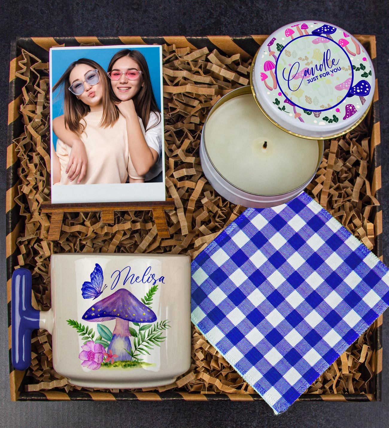 eJOYA Kişiye Özel Latte Kupa & Mum & Fotoğraflık & Bardak Altlığı Hediye Kutusu 112806