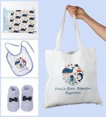 eJOYA Bebeklere Özel Çantasında Kişiye Özel Battaniye Önlük Ve Patik Bebek Hediye Seti 109896