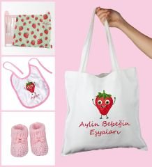 eJOYA Bebeklere Özel Çantasında Kişiye Özel Battaniye Önlük Ve Patik Bebek Hediye Seti 109897