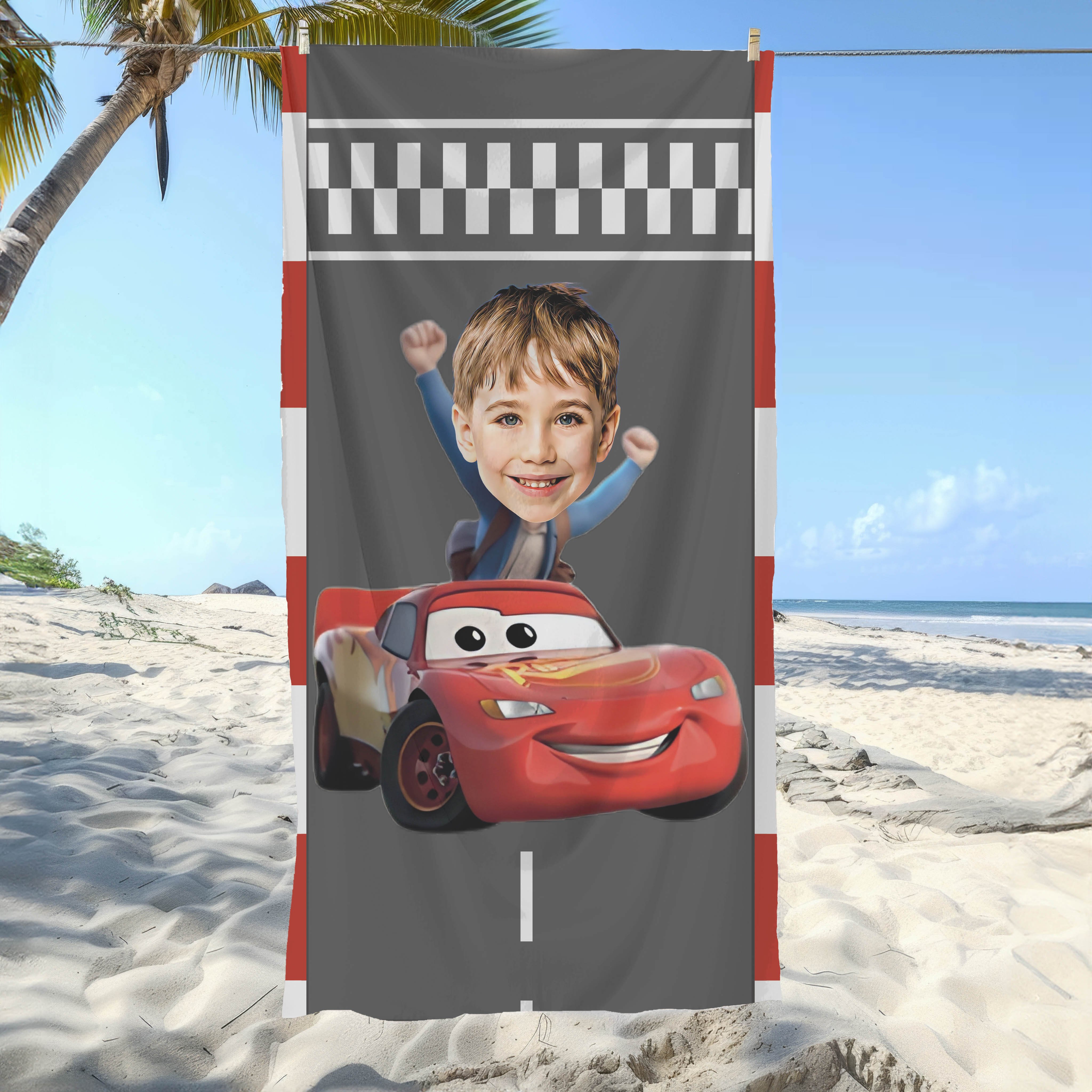 eJOYA Kişiye Özel Fotoğraflı Şimşek Araba Plaj ve Spor Havlusu 116197