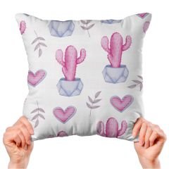 eJOYA Pembe Kaktüs Tasarımlı 4'lü Yastık İçi Ve Kırlent Kılıfı 45cm 113671