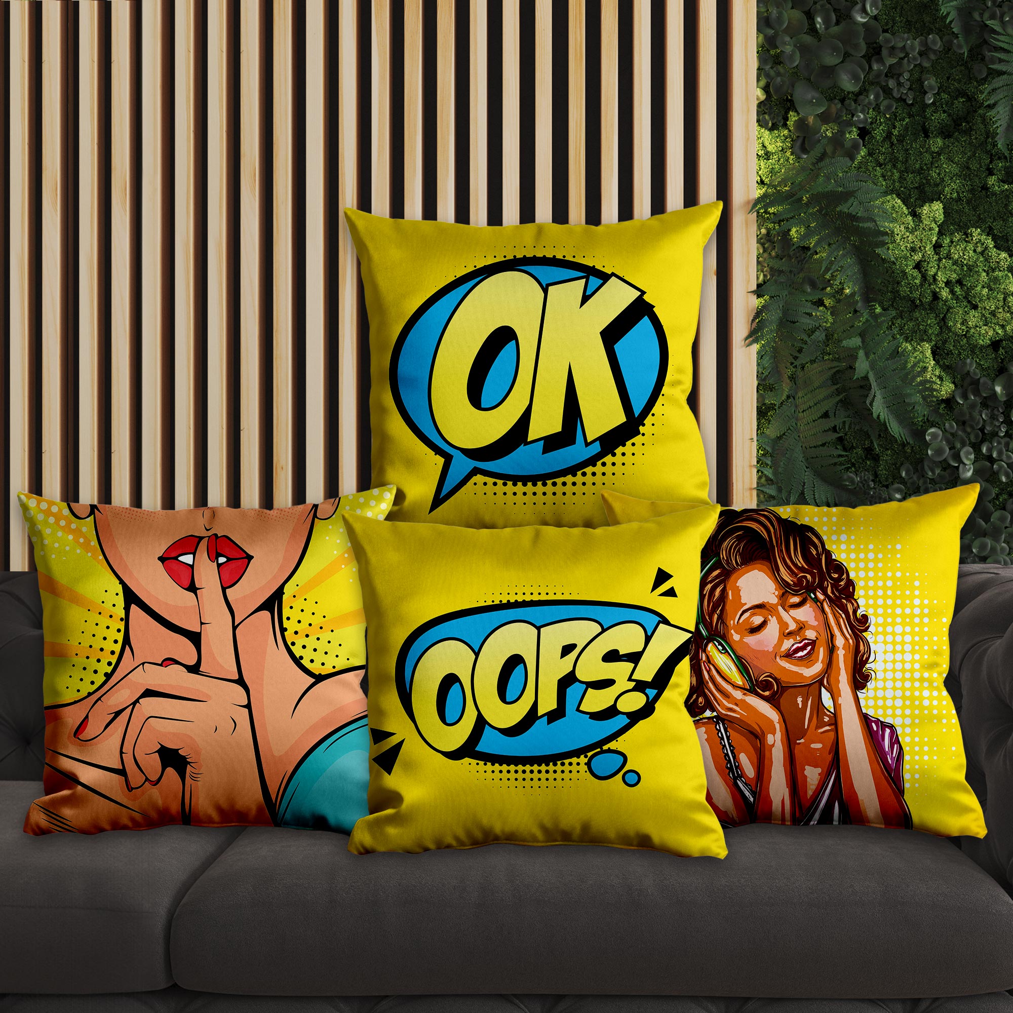eJOYA Pop Art Tasarımlı 4'lü Yastık İçi Ve Kırlent Kılıfı 45cm 113672