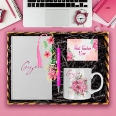 eJOYA Öğretmenlere Özel Tasarım Defter & Kalem & Kupa & Akrilik Kitap Ayracı Hediye Kutusu 114379