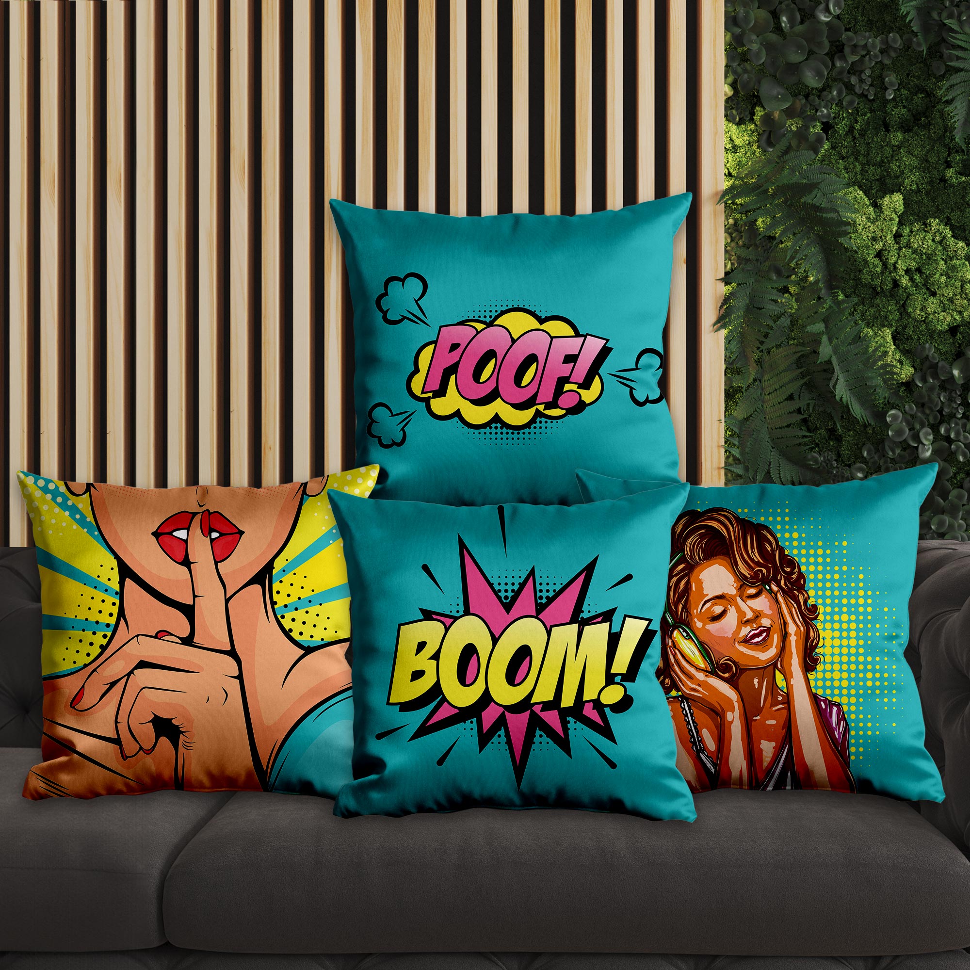eJOYA Pop Art Tasarımlı 4'lü Yastık İçi Ve Kırlent Kılıfı 45cm 113673