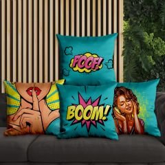 eJOYA Pop Art Tasarımlı 4'lü Yastık İçi Ve Kırlent Kılıfı 45cm 113673