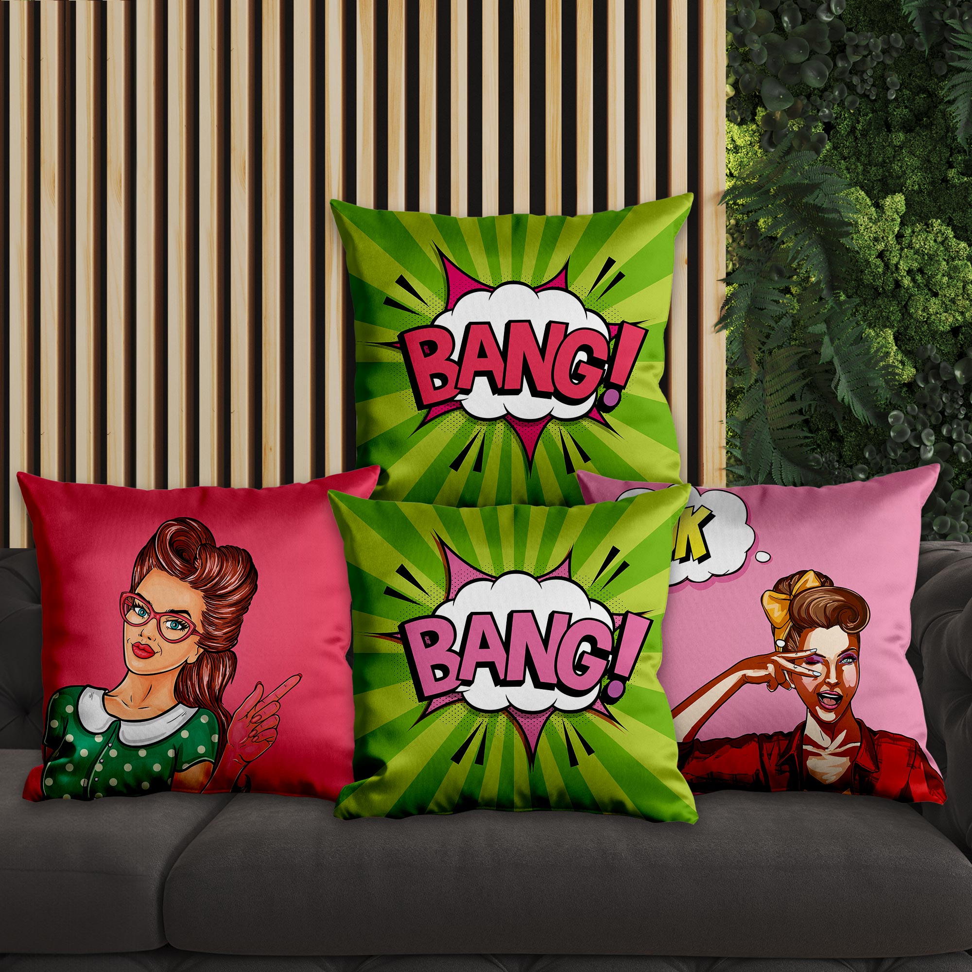 eJOYA Pop Art Tasarımlı 4'lü Yastık İçi Ve Kırlent Kılıfı 45cm 113675