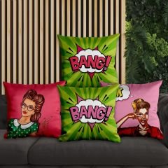 eJOYA Pop Art Tasarımlı 4'lü Yastık İçi Ve Kırlent Kılıfı 45cm 113675