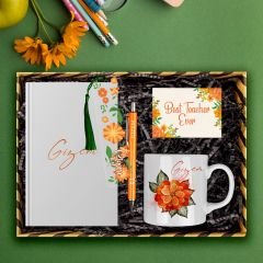 eJOYA Öğretmenlere Özel Tasarım Defter & Kalem & Kupa & Akrilik Kitap Ayracı Hediye Kutusu 114382