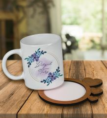 eJOYA Kişiye Özel Tasarım Kupa Bardak Ve Kalp Desenli Ahşap Bardak Altlığı 99673