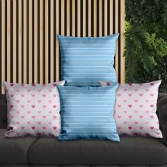 eJOYA Pembe Kalp Tasarımlı 4'lü Yastık İçi Ve Kırlent Kılıfı 45cm 113679