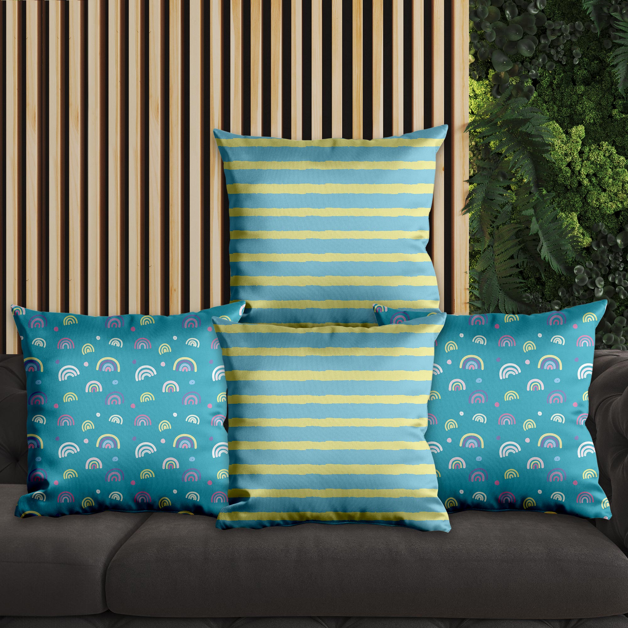 eJOYA Çizgisel Tasarımlı 4'lü Yastık İçi Ve Kırlent Kılıfı 45cm 113680