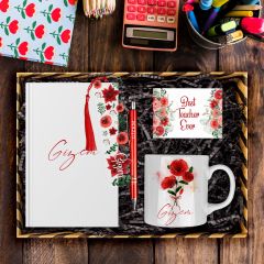 eJOYA Öğretmenlere Özel Tasarım Defter & Kalem & Kupa & Akrilik Kitap Ayracı Hediye Kutusu 114387