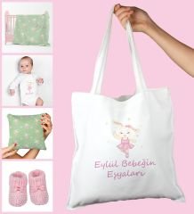 eJOYA Bebeklere Özel Çantasında Kişiye Özel Battaniye Zıbın Yastık Ve Patik Bebek Hediye Seti 109916
