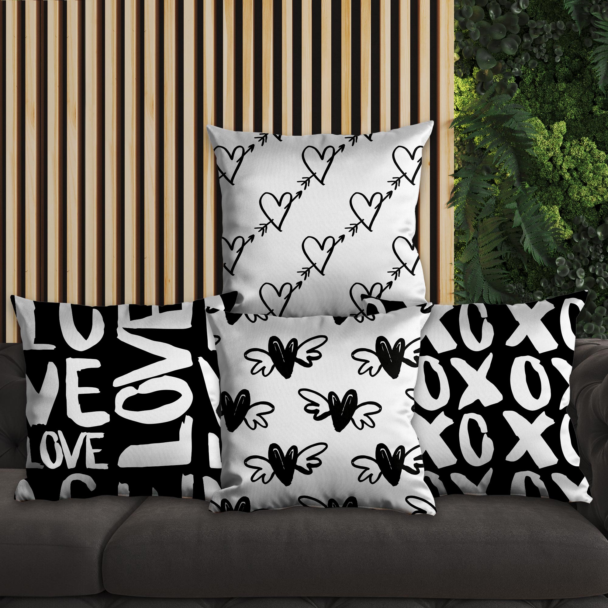 eJOYA Kalp Tasarımlı 4'lü Yastık İçi Ve Kırlent Kılıfı 45cm 113682