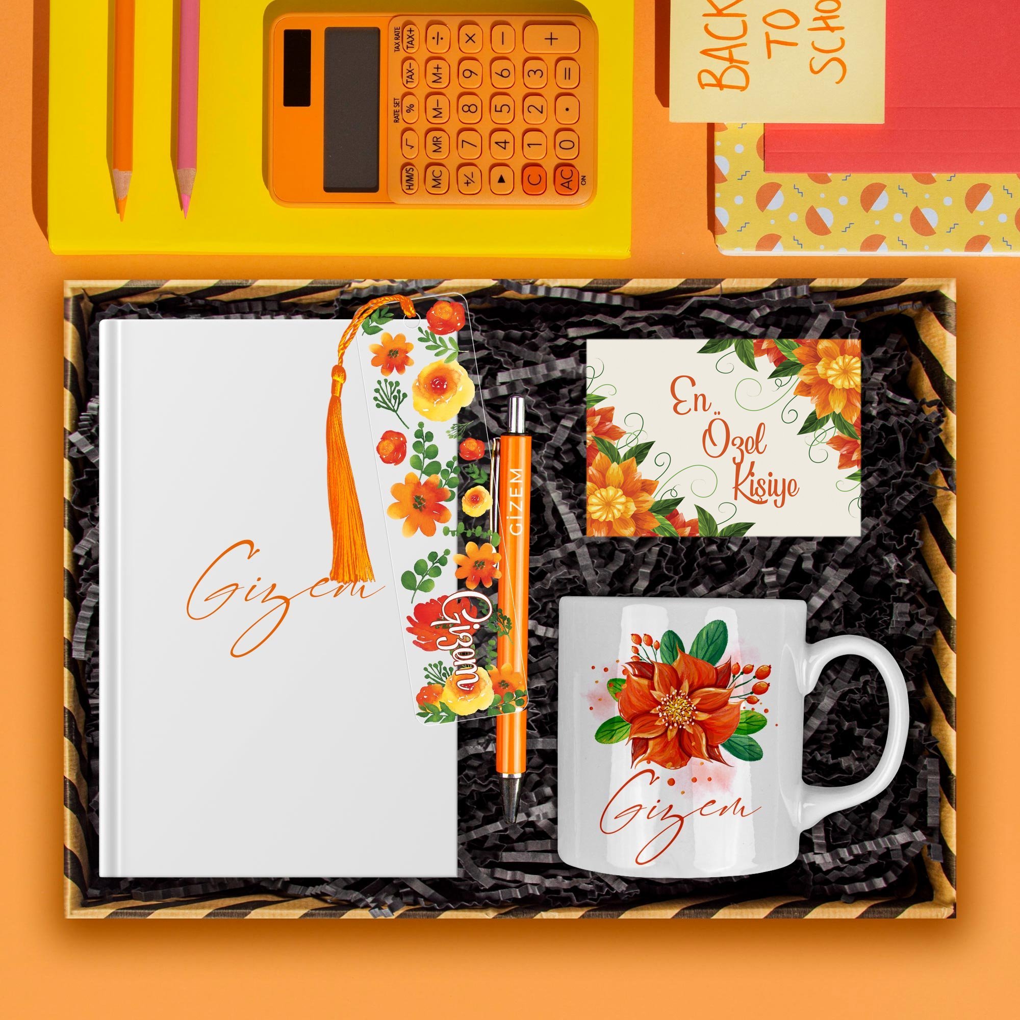 eJOYA Kişiye Özel Tasarım Defter & Kalem & Kupa & Akrilik Kitap Ayracı Hediye Kutusu 114388