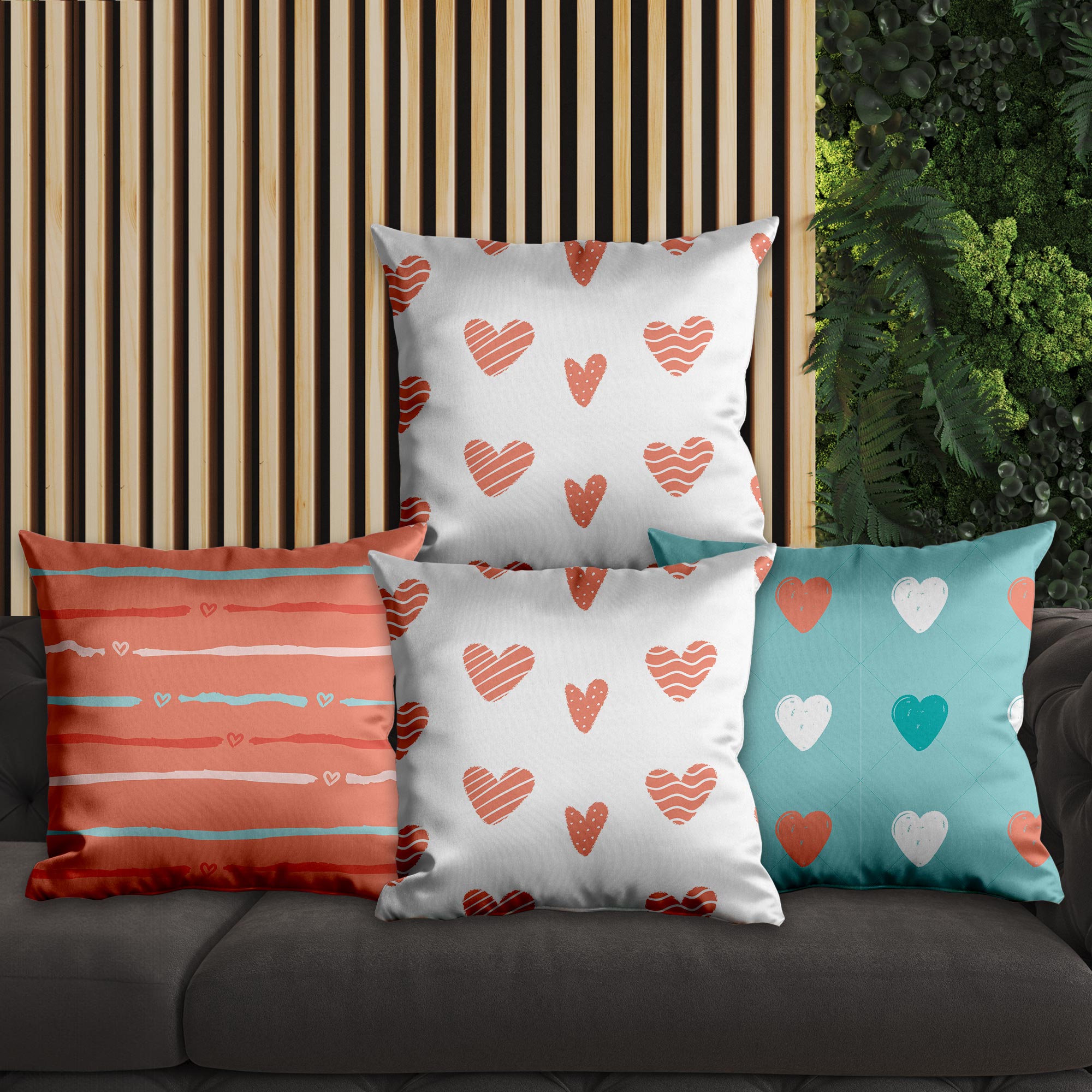 eJOYA Kalp Tasarımlı 4'lü Yastık İçi Ve Kırlent Kılıfı 45cm 113684