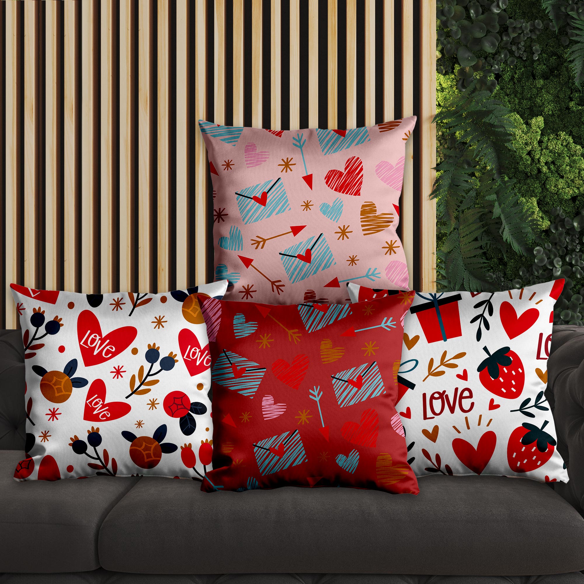 eJOYA Kalp Tasarımlı 4'lü Yastık İçi Ve Kırlent Kılıfı 45cm 113685