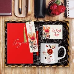 eJOYA Kişiye Özel Tasarım Defter & Kalem & Kupa & Akrilik Kitap Ayracı Hediye Kutusu 114394