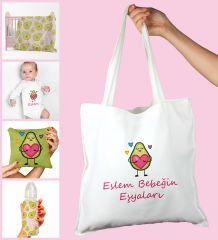 eJOYA Bebeklere Özel Çantasında Kişiye Özel Battaniye Zıbın Biberon Ve Yastık Bebek Hediye Seti 109925