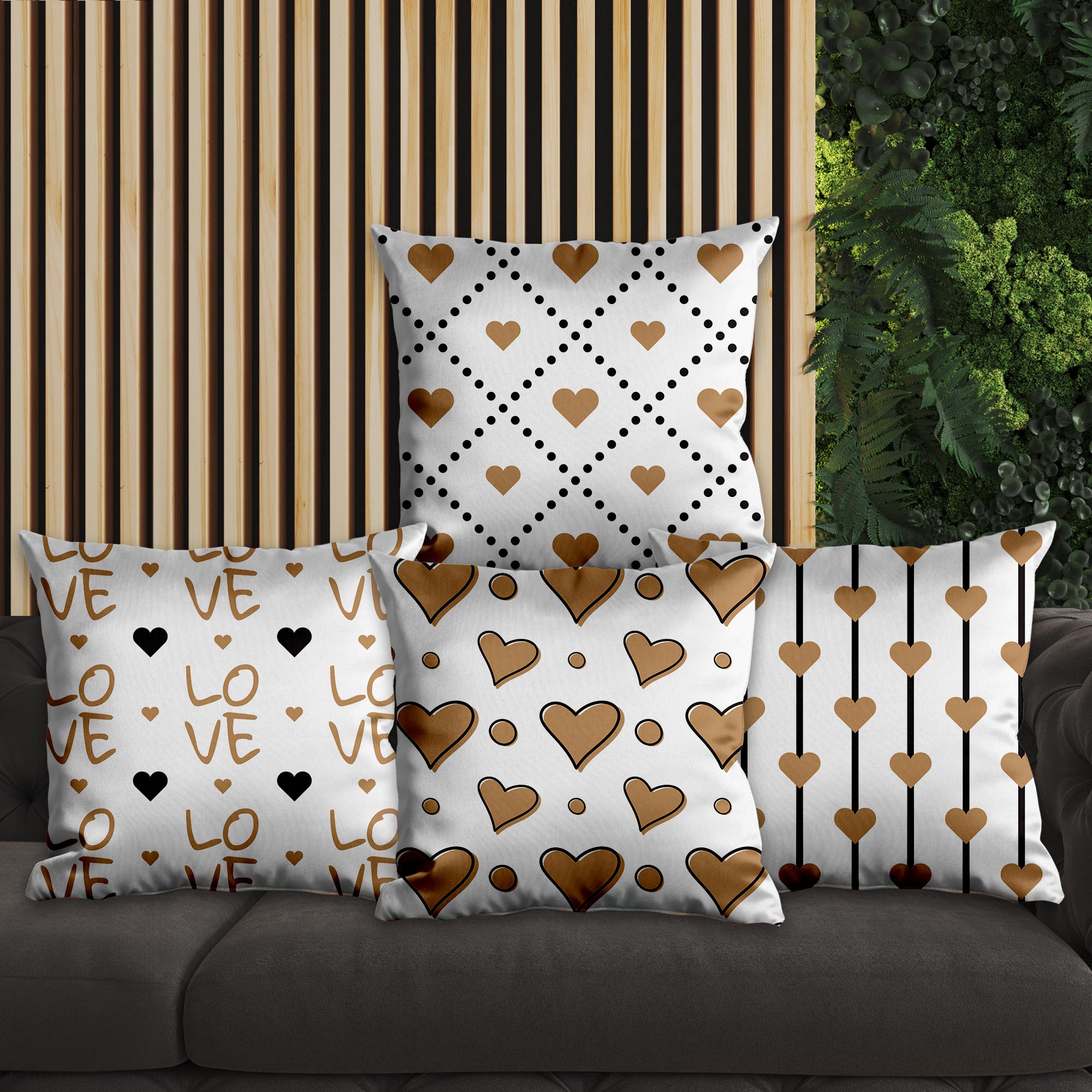 eJOYA Kalp Tasarımlı 4'lü Yastık İçi Ve Kırlent Kılıfı 45cm 113691
