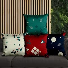 eJOYA Yeni Yıla Özel Tasarımlı 4'lü Yastık İçi Ve Kırlent Kılıfı 45cm 113694