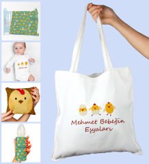 eJOYA Bebeklere Özel Çantasında Kişiye Özel Battaniye Zıbın Biberon Ve Yastık Bebek Hediye Seti 109934
