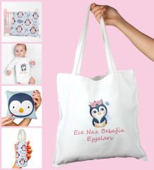 eJOYA Bebeklere Özel Çantasında Kişiye Özel Battaniye Zıbın Biberon Ve Yastık Bebek Hediye Seti 109938