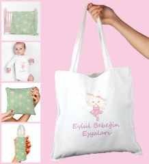 eJOYA Bebeklere Özel Çantasında Kişiye Özel Battaniye Zıbın Biberon Ve Yastık Bebek Hediye Seti 109940