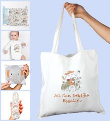 eJOYA Bebeklere Özel Çantasında Kişiye Özel Battaniye Zıbın Biberon Ve Yastık Bebek Hediye Seti 109941