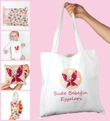 eJOYA Bebeklere Özel Çantasında Kişiye Özel Battaniye Zıbın Biberon Ve Yastık Bebek Hediye Seti 109943
