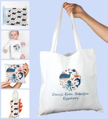eJOYA Bebeklere Özel Çantasında Kişiye Özel Battaniye Zıbın Biberon Ve Yastık Bebek Hediye Seti 109944