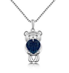 eJOYA Safir Taşlı Teddy Bear Kolye 78971