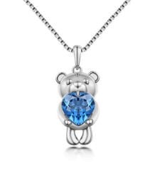 eJOYA Mavi Topaz Taşlı Teddy Bear Kolye 78972