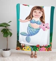 eJOYA Kişiye Fotoğraflı Deniz Kızı Tasarım TV Battaniyesi 115938