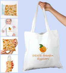 eJOYA Bebeklere Özel Çantasında Kişiye Özel Battaniye Zıbın Biberon Ve Yastık Bebek Hediye Seti 109946