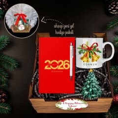 eJOYA Yeni Yıla Özel Defter Ve Kalem & Kupa & Çam Ağacı Biblo & Ahşap Hediye Sepeti 114418
