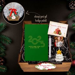 eJOYA Yeni Yıla Özel Defter Ve Kalem & Fotoğraflı Çam Ağacı Notluk & Ahşap Hediye Sepeti 114421