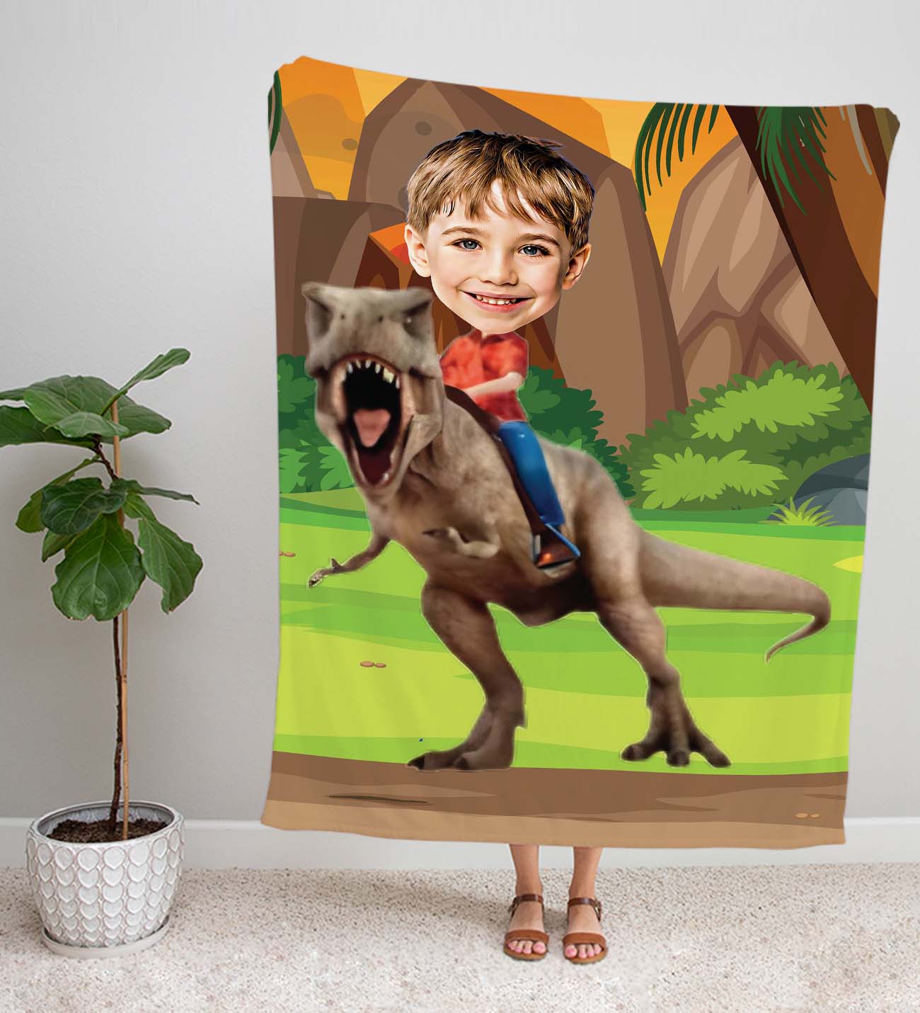 eJOYA Kişiye Fotoğraflı Dinozor Tasarım TV Battaniyesi 115943