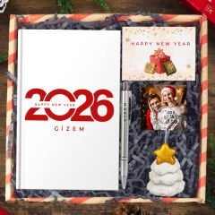 eJOYA Yeni Yıla Özel Defter Ve Kalem & Fotoğraflı Çam Ağacı Notluk & Hediye Kutusu 114423
