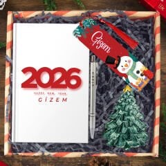 eJOYA Yeni Yıla Özel Defter Ve Kalem & Çam Ağacı Biblo & Kitap Ayracı & Hediye Kutusu 114425